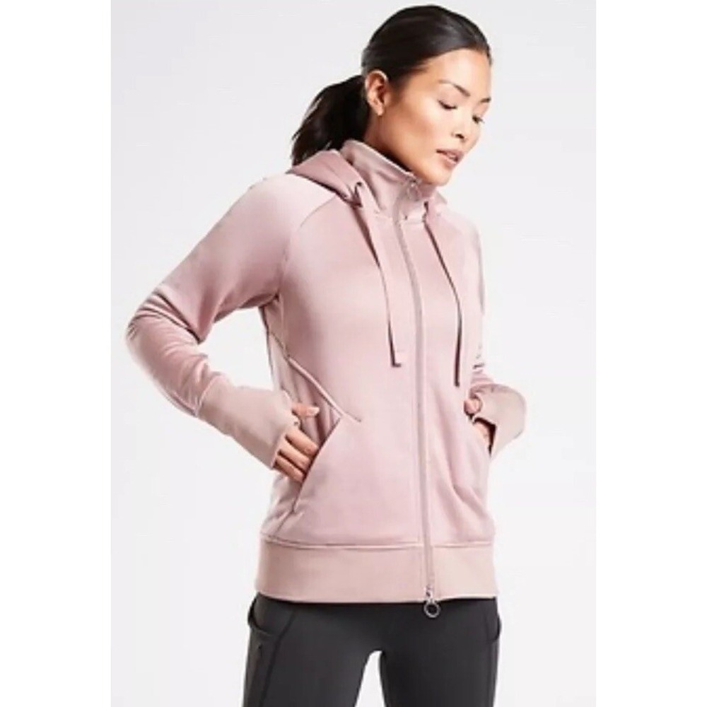 ATHLETA Triumph Luxe Shine Hoodie  Dogwood Mauve/Pink Hooded‎ Women's Size Small